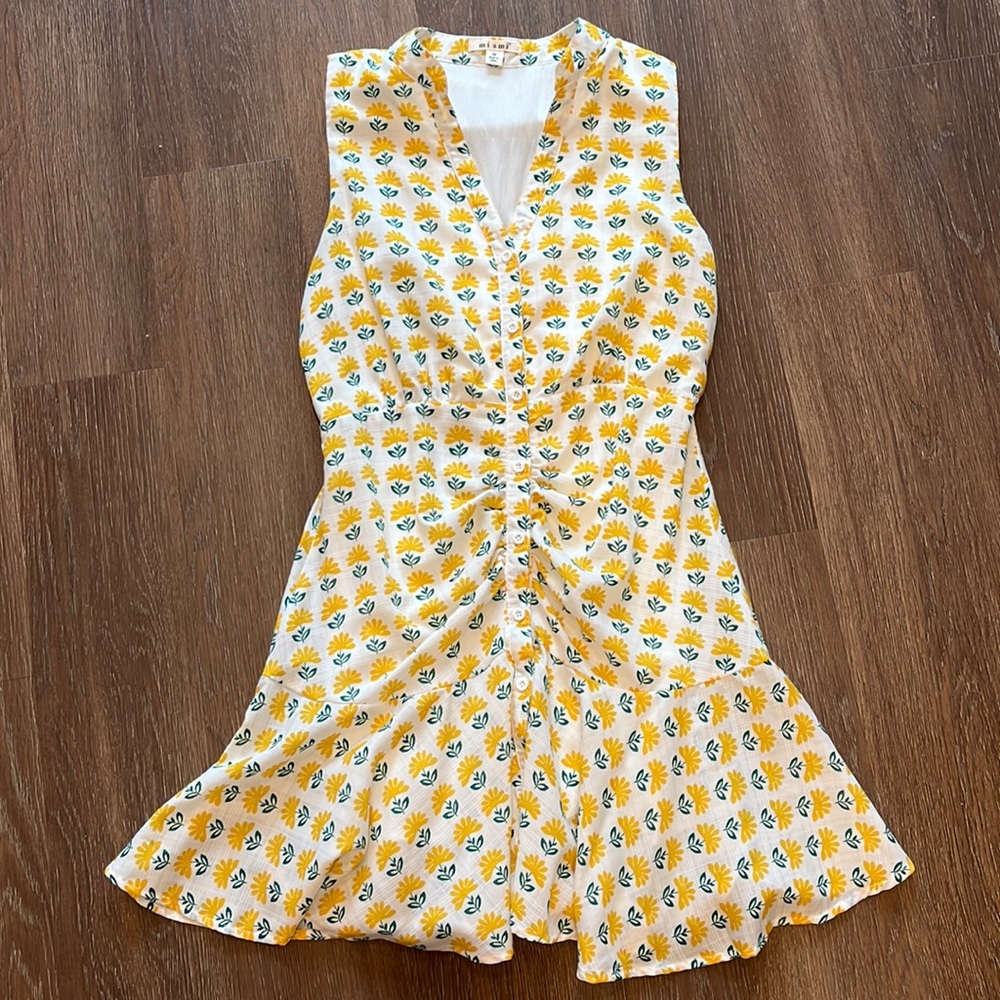 Miami vintage style button drown printed dress